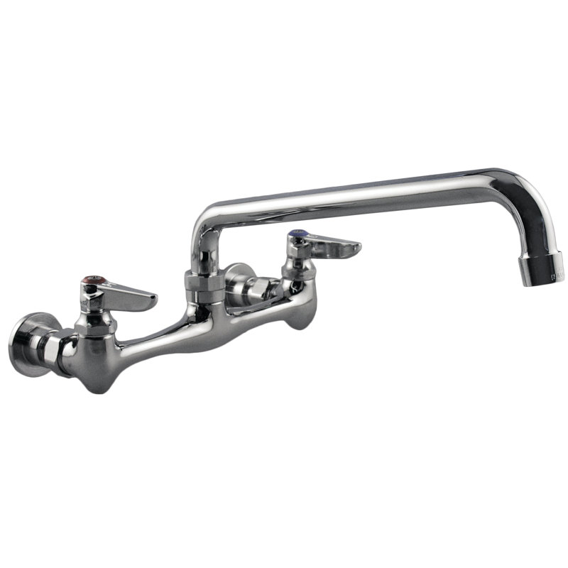 Aqua Plumb Double Handle Wall Mount Laundry Faucet with Tube Spout